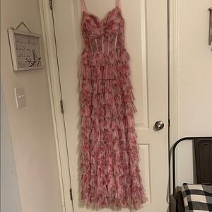 Elegant Pink Floral Maxi Dress